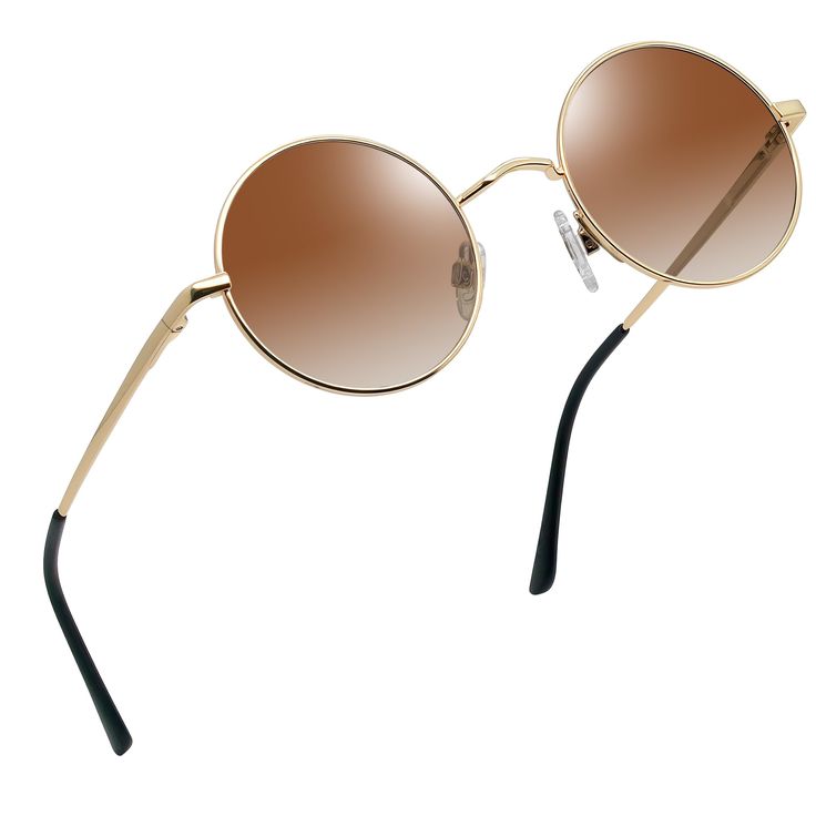 Round-Framed, Golden, Fashion Sunglasses
